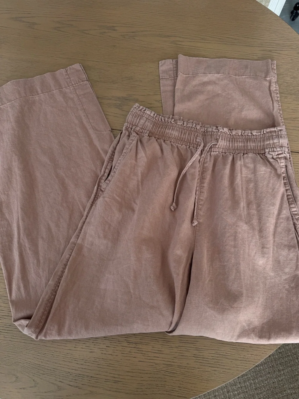 Madewell Hemp Cotton Wide Leg Pants Dusty Rose Pull On Drawstring Casual Lounge - Picture 2 of 6